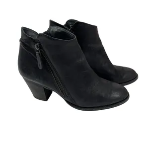 Paul Green Black Leather Ankle Boots Block Heel Zip Booties 7.5 Made in‎ Austria thumbnail 2