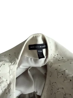 WHITE HOUSE BLACK MARKET Off White Leather Jacket Size XXS thumbnail 5