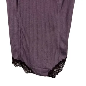 NWT Free People Intimately Pointelle Bodysuit Purple Coquette Lace Trim Size L thumbnail 3