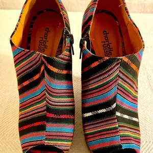Charlotte Russe Black Colorful Wedge Heel Aztec Open Toe Shoes Women Sz 6 thumbnail 2