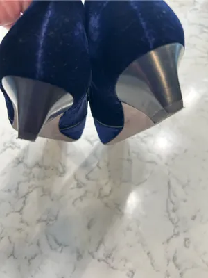 Rebecca Minkoff Navy Blue‎ Velvet Low Heel Loafers Size 7 thumbnail 8