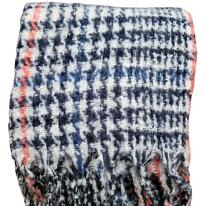 Pistol Gwen blue/coral houndstooth Gwen fring scarf 22x52 thumbnail 3