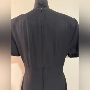 EUC Vintage John Roberts Black and Gold Long Midi Dress w/ shoulder pads size 10 thumbnail 6