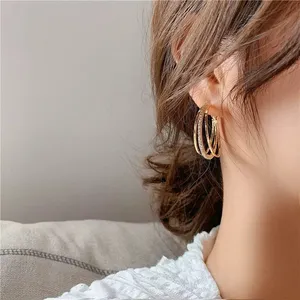 CZ Open Gold Hoop Earrings for Women thumbnail 4