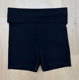 White Fox Active Foldover Waist Bike Shorts Size XXS Black thumbnail 1
