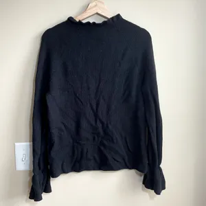 Banana‎ Republic merino wool cashmere blend black knit sweater women's L FLAW thumbnail 7