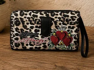 Ed Hardy Leopard Print Zip-Around Wallet/Wristlet NWT thumbnail 1