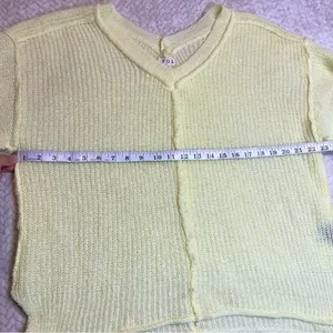 POL Butter Yellow Boho Oversized Loose Knit Sweater Women Size Medium‎ thumbnail 7