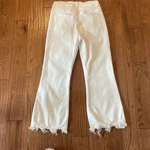 Lolong white high rise kick crop distressed hem jeans 8 thumbnail 9
