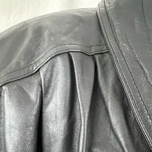 Jacqueline Ferrar Vintage 90s Black Leather Trench Coat Oversized Minimalist Long Coat - Size M thumbnail 5