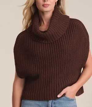 525 America Cate Cotton Sleeveless Turtleneck Sweater Chocolate Brown Size Small thumbnail 1