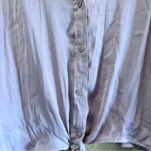 American Eagle Mauve Balloon Sleeve Tie Front Button Down Blouse Large thumbnail 6