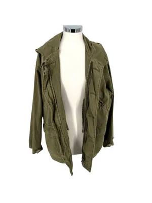 Free People Joshua Tree Utility Jacket Olive Green Cotton Hooded Size XS thumbnail 3