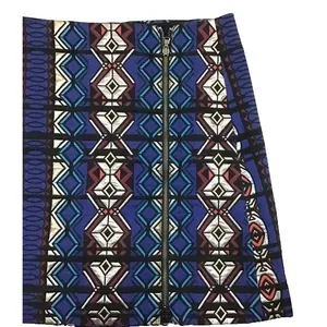 J.Crew Womens Mini Skirt Size 0 Blue Windowpane Geometric Jacquard Zip Aztec thumbnail 10