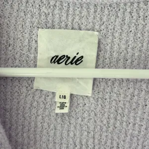Aerie CozyUp Waffle Polo Sweater Lavender Dawn Purple Oversized Baggy Knit thumbnail 5