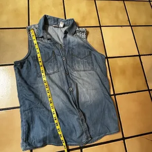 Y2K Mudd Studded Denim Shirt M Cowgirl Equestrian Festival Nostaligia Kidcore thumbnail 7
