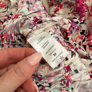 ASTR The Label Floral Smocked Long Sleeve Peplum Blouse Elastic Waist Size M thumbnail 9