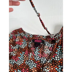Rock & Roll Cowgirl Sz L Ditsy Floral Print Flowy Mini Dress Rust Copper Smocked Waist thumbnail 6