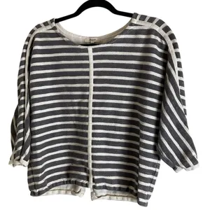 Madewell Gray White Striped Textured Cotton Top Back Zip Medium thumbnail 12