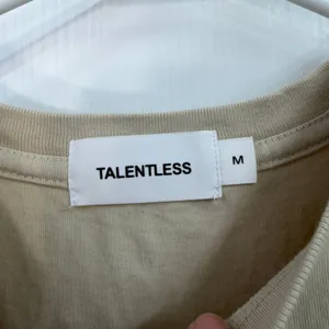 Talentless tan beige cropped short sleeve Crewcut loose relaxed 100% cotton tee‎ thumbnail 3