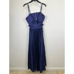 NEW Lulus Got the Glam Navy Blue Pleated Cutout Maxi Dress Formal Party Medium thumbnail 6