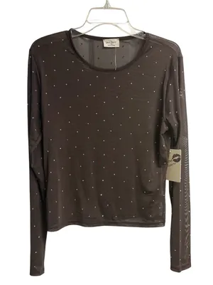 NWT Free Kisses Studded Sheer/Mesh Long Sleeve Top Size XL thumbnail 1