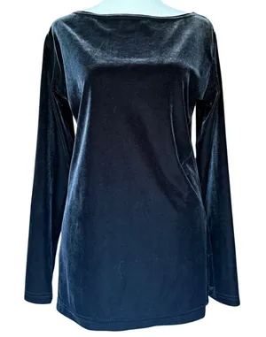 Breeches Vintage Black‎ Velvet Long Sleeve Top Sz S thumbnail 1