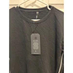 Elan Womens Black Side Zip Crew Neck Sweatshirt Large NWT Made in USA Minimalist thumbnail 4