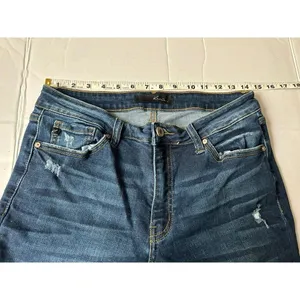 Kancan Mid Rise Ankle Skinny Jeans Size 11/29 Dark Wash Raw Hem KC8396D thumbnail 6