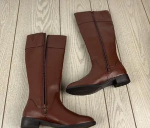 Karen Scott Deliee2 Tall Riding Boots 8M Cognac Brown Faux Leather $80 thumbnail 3