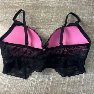 Victoria’s Secret PINK Black Lacey Padded Bra Size Medium thumbnail 2