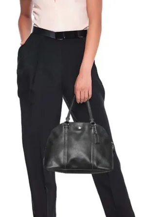 Coach Black Leather Dome Shoulder Bag with Tan Tag thumbnail 1