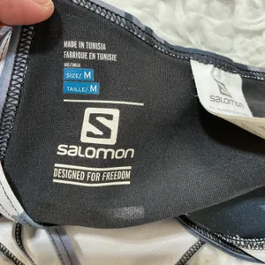 Salomon Sports Bra Black Grey Racerback Compression Medium M thumbnail 4