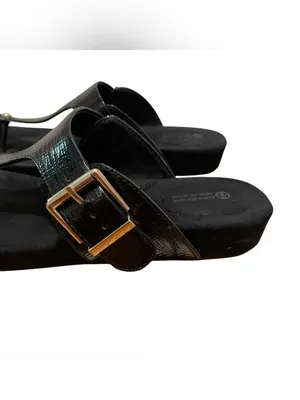 Giani Bernini Rivver Buckle Thong Sandals Black Womens Size 8.5 Comfort Slides thumbnail 4
