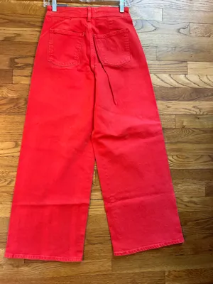 Universal Threads Bright Coral wide leg sailor denim dark wash thumbnail 3