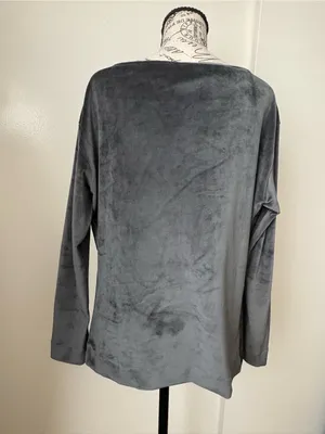 White House Black Market Slate Gray Draped Boatneck Long-Sleeve Top thumbnail 4