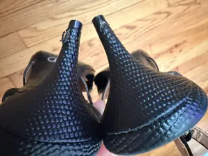 Calvin Klein Patsi Slingback Black Patent Leather Kitten Heel Pumps Glossy Sz 9 thumbnail 10
