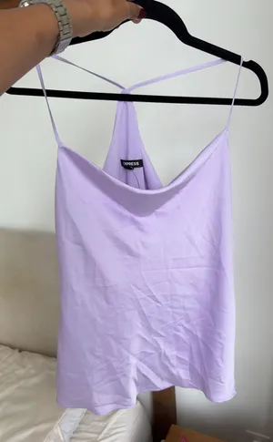 EXPRESS Satin Halter Top thumbnail 1
