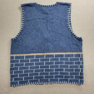 Vintage Longaberger Women's Vest 1X Blue Denim Embroidered Stitched Holiday NEW‎ thumbnail 5