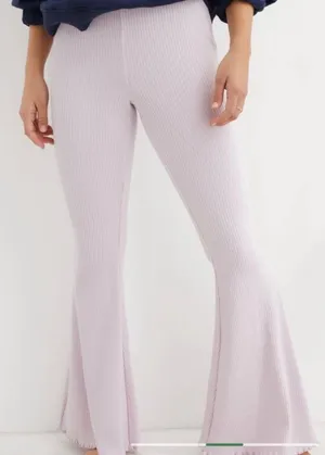 Aerie Light Baby Pink Kick-It Ribbed High Waisted Super Flare Pant Leggings thumbnail 1