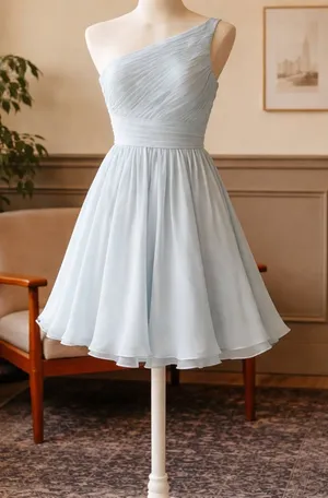 Azazie One-Shoulder Chiffon Bridesmaid Dress Size A6 thumbnail 1