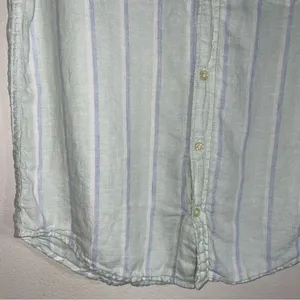 J Crew M 100% Linen Top Short Sleeve Button Front Collar Lagenlook thumbnail 3
