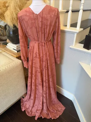 Lulus Kept Your Love Rose Pink Floral Jacquard Long Sleeve Maxi Dress Size XL thumbnail 7