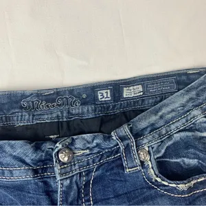 Miss Me size 31 mid rise easy boot jeans embroidered cowgirl western rodeo blue thumbnail 5