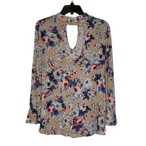 Altar'd‎ State Blouse Size Small Tan Multi Color Floral Flare Sleeves Womens Top thumbnail 5