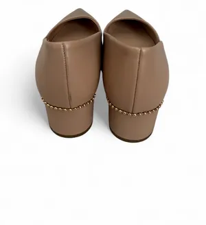 Coach Pointed Low Block Heel Pumps in Tan with Beaded Trim thumbnail 8