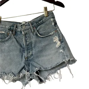 AGOLDE Parker High Waisted Denim Distressed Shorts thumbnail 5