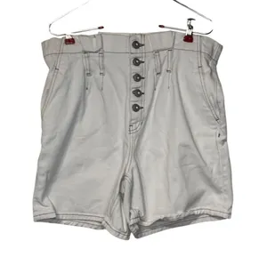 Free People Women's Shorts Denim Button Fly High-Waisted Cotton White‎ Size 2 thumbnail 1