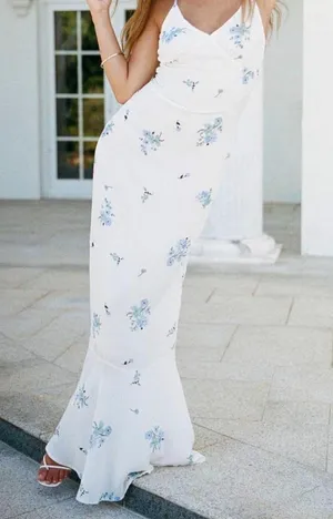 Princess Polly White/Blue Floral Maxi Dress thumbnail 1