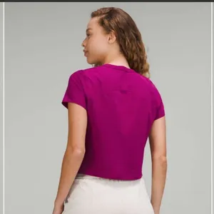 Lululemon 2 Classic Fit Cotton Blend T-Shirt Magenta‎ Purple Boxy Basic New thumbnail 10